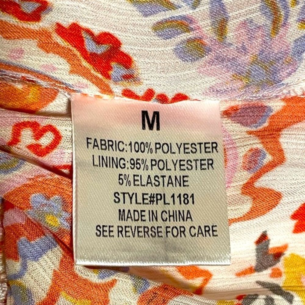 Pink‎ Lily Off The Path Long Sleeve Orange Paisley Belted Blouse Size Medium - Picture 6 of 8